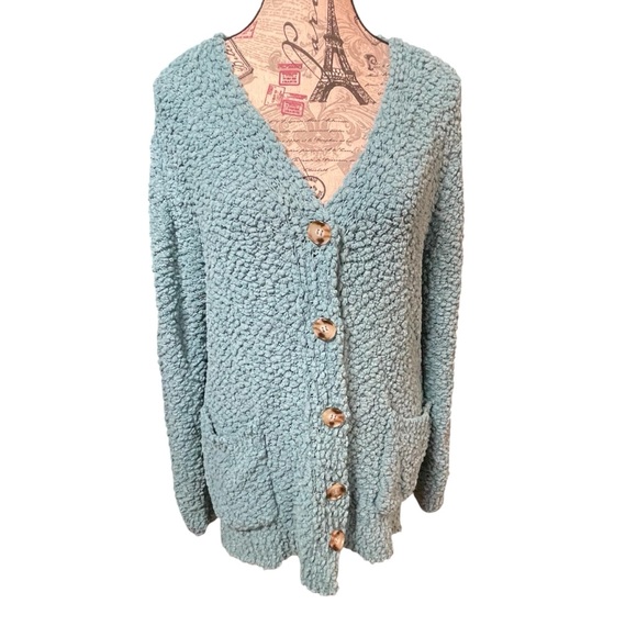 Zenana Outfitters Sweaters - Zenana Outfitters Blue Chunky Knit Cardigan